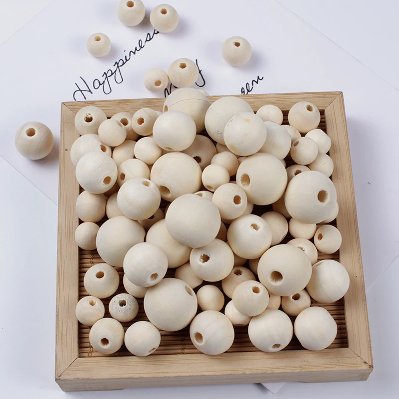 6-50mm 1-500Pcs/lot Natural Wooded Beads Eco-Friendly Wood Plate Balls Round Spacer Loose Beads Wooden Handmade DIY Accessories