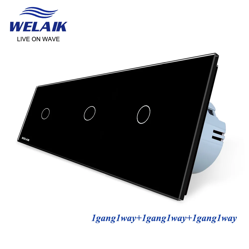 Imagem -03 - Welaik Padrão Europeu da ue Quadro 1000 220 w 1gang1way Vidro de Cristal-painel Led Luz Faixa de Parede Interruptor de Toque v A39111111cw