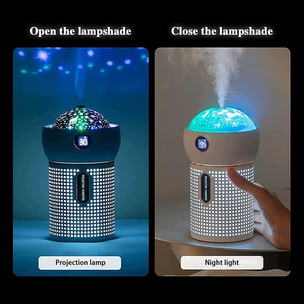 Nawilżacz nocny dla dziecka i dziecka sypialnia gwiazdka lekki projektor nawilżacz generujący chłodną mgiełkę obrót o 360 ° projekcyjne nawilżacze powietrza