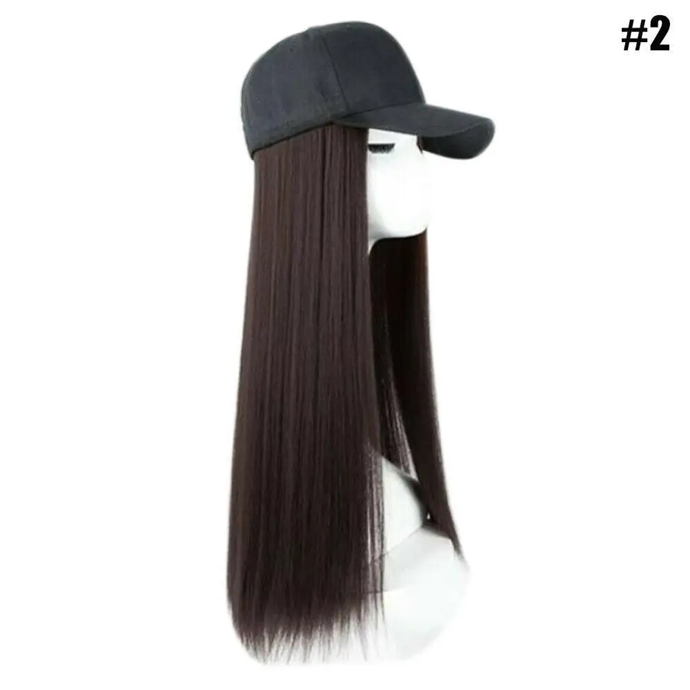 Chapeau avec perruque ajustable pour femmes, avec Extensions de cheveux synthétiques ondulés et casquette noire, casquette de Baseball tout-en-un pour femmes