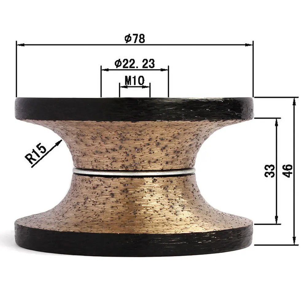 V30 Diamond Router Bit Full Bullnose Profiling Wheel Wet Use For Hand Tool Granite Marble Grinding With Thread M10