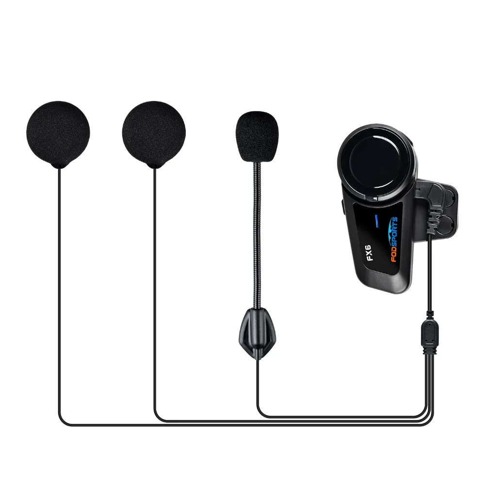 2pcs Fodsports FX6 Helmet Intercom Motorcycle Helmet Bluetooth Headset Interphone,6 Riders,1000m