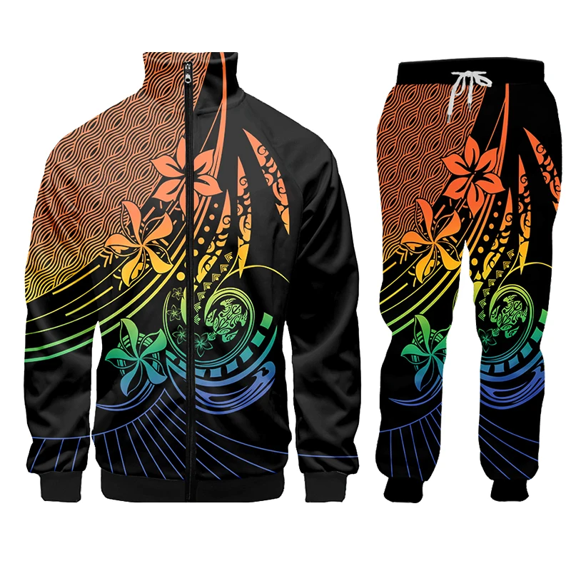 Tahiti Polinésia Hot New Men\'s 3D Hoodie Set Impressão 3D Moda Fine Pattern Conjunto Completo Roupas Masculinas de Lazer Ao Ar Livre Hoodie Conjuntos