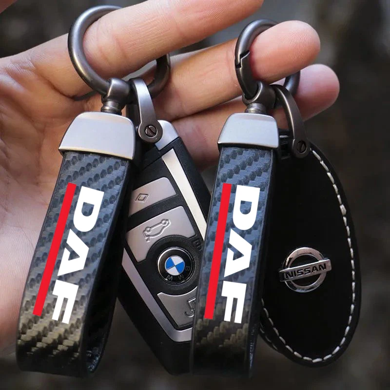 

For DAF Car XF 95 105 Car Accessories Carbon Fiber Texture Key Rings Keychain Keyring Auto Vehicle Key Chain Key Bag