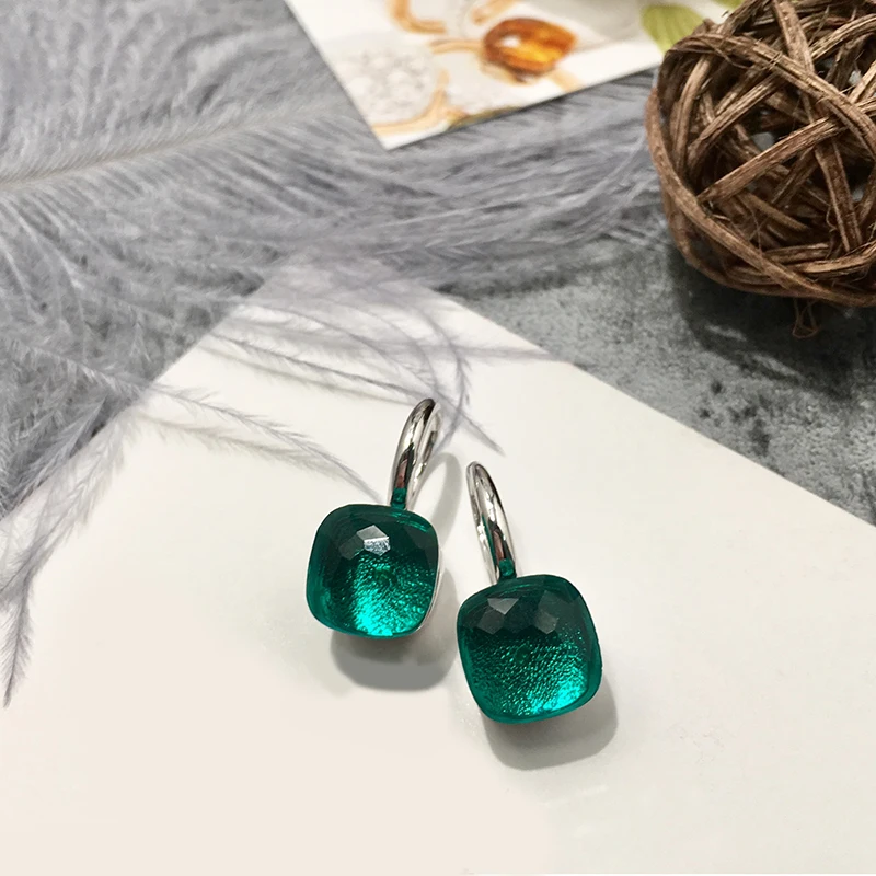Top Quality Fashion Rose Gold Color Multicolor Faceted Crystal Gemstones Stone Drop Hook Earring For Women