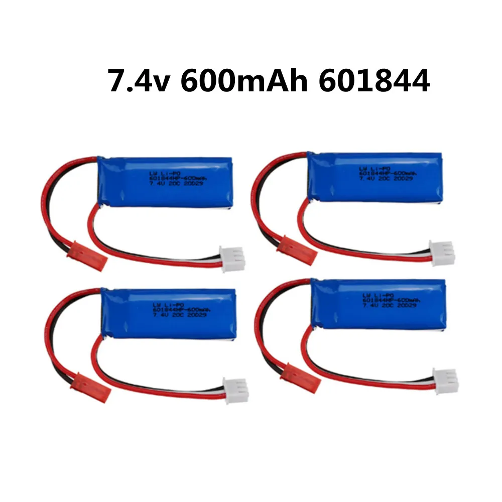 7.4V 600mAh 601844 Lipo Battery for WLtoys K969 K979 K989 K999 P929 P939 RC Car Spare Parts 2s 7.4v Battery 5pcs