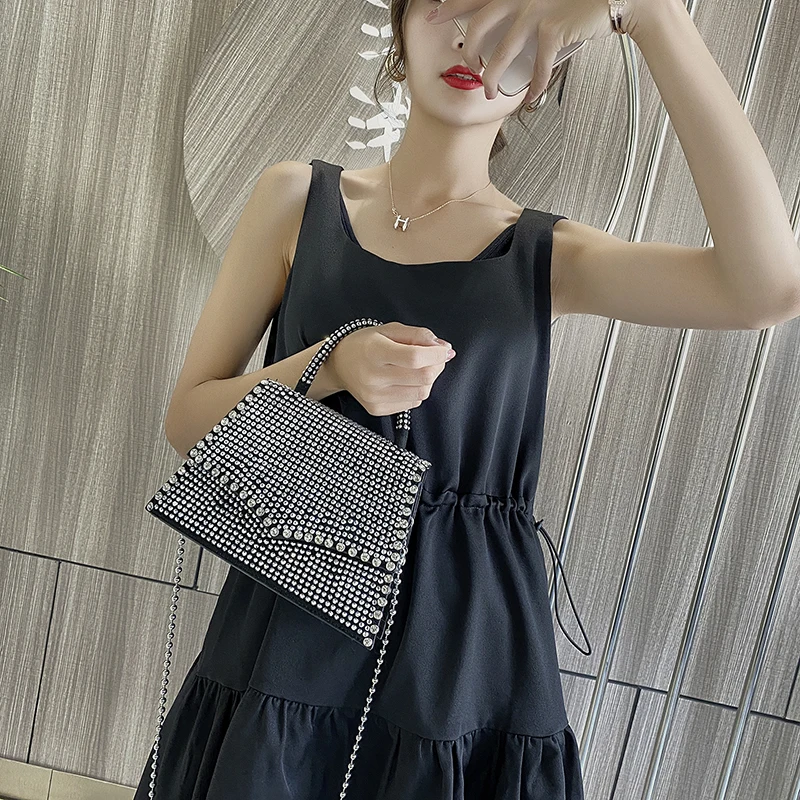 Rhinestone Crossbody Bags For Women 2020 Shiny Diamonds Chain Handbag Female Small Shoulder Bag Lady Casual Messenger Bag Totes