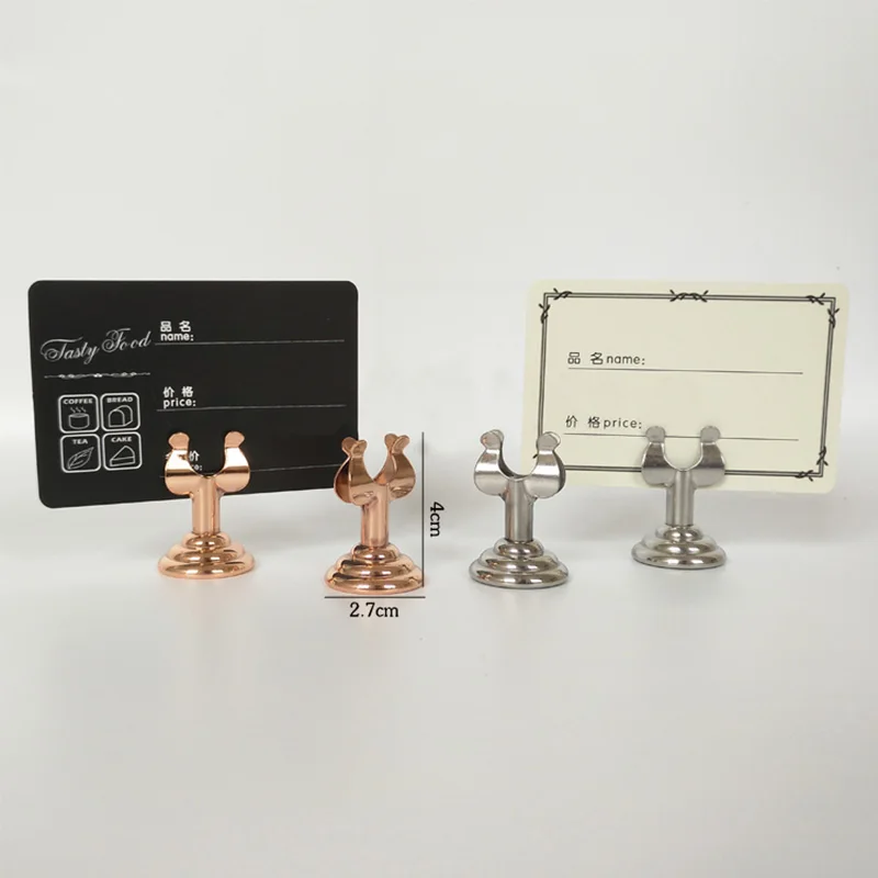

20pcs Mini Card Holders Stainless Steel U Shape Table Number Stands Memo Note Clips Place Card Holders For Party Decor