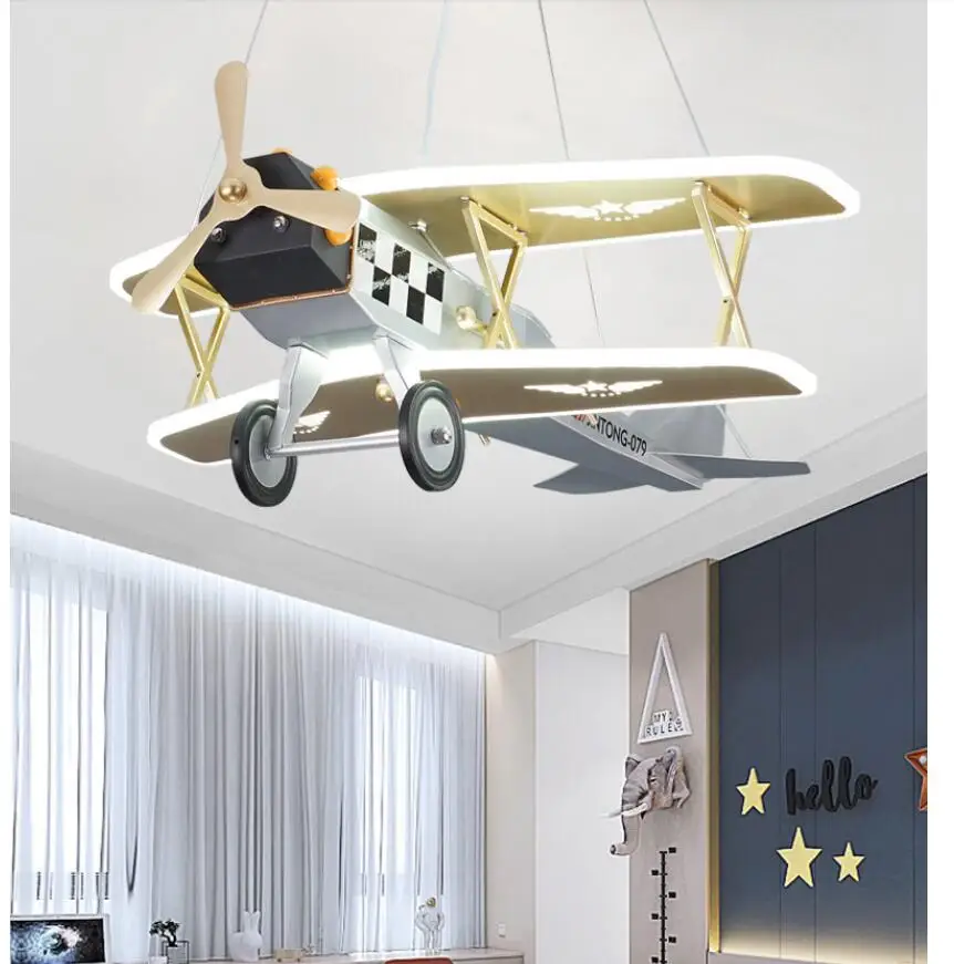 

Modern Plane Kids Bedroom Cartoon Surface Mounted Ceiling Lights W66cm H70cm Decora Modern Children Ceiling Lamps LED Lighting