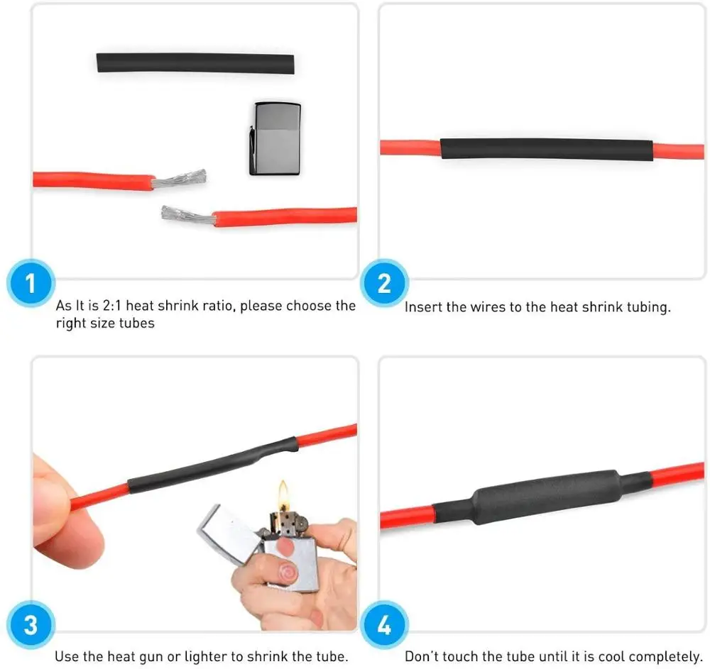 270 pcs 3:1 dupla parede adesivo Heat Shrink Tubing kit, 6 tamanhos (Dia):1/16 ",3/32",1/8 ",3/16",1/4 "melhor cabo manga tubo variedade