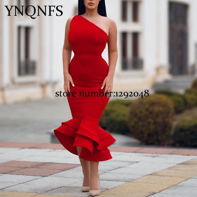 

YNQNFS red fishtail skirt sexy bride's dress mother's dress cocktail party wedding party 2020