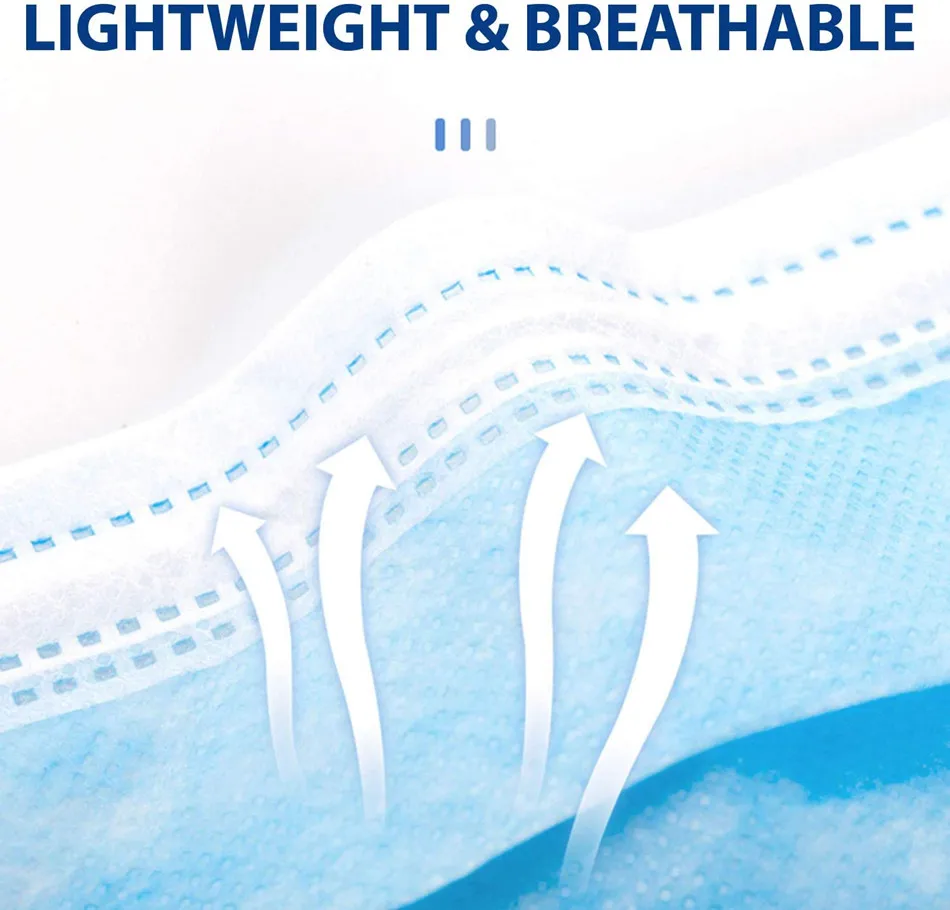 Mouth Masks 3-layer Anti-Dust Disposable Mascarillas  Non Woven Meltblown Cloth Masks Elastic Ear Loop Face Mask, image 3