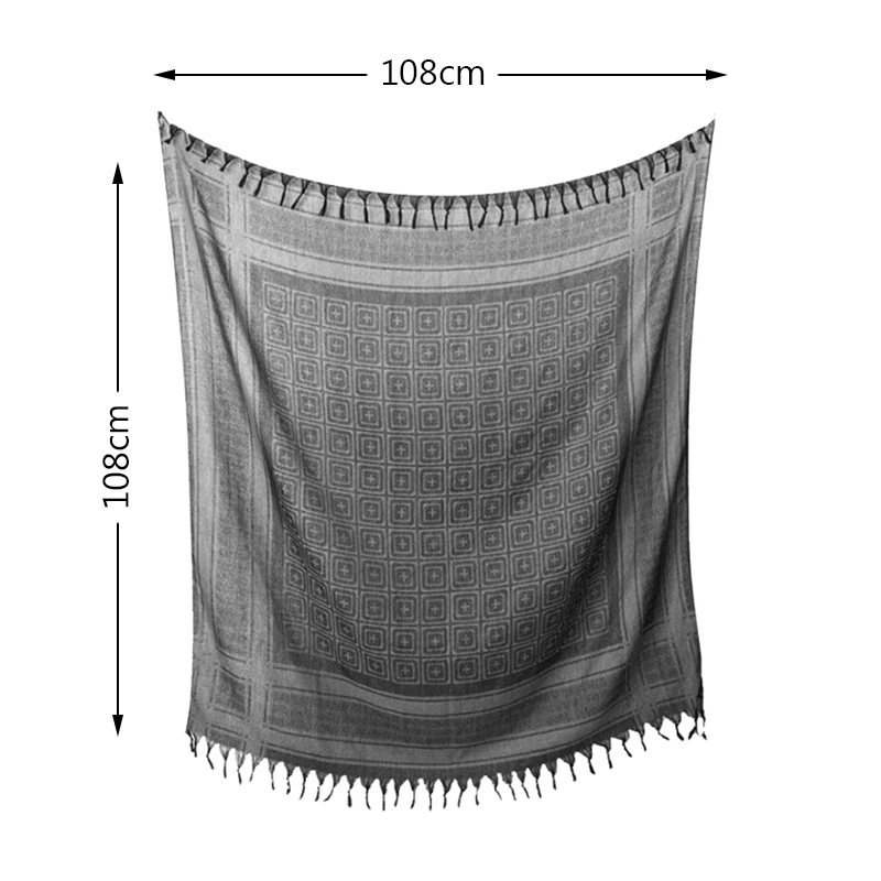 Outdoor Hiking Arab Kerchief Scarf Neck Warmer Shemagh Keffiyeh 100% Cotton Square Scarves For Men's Women's