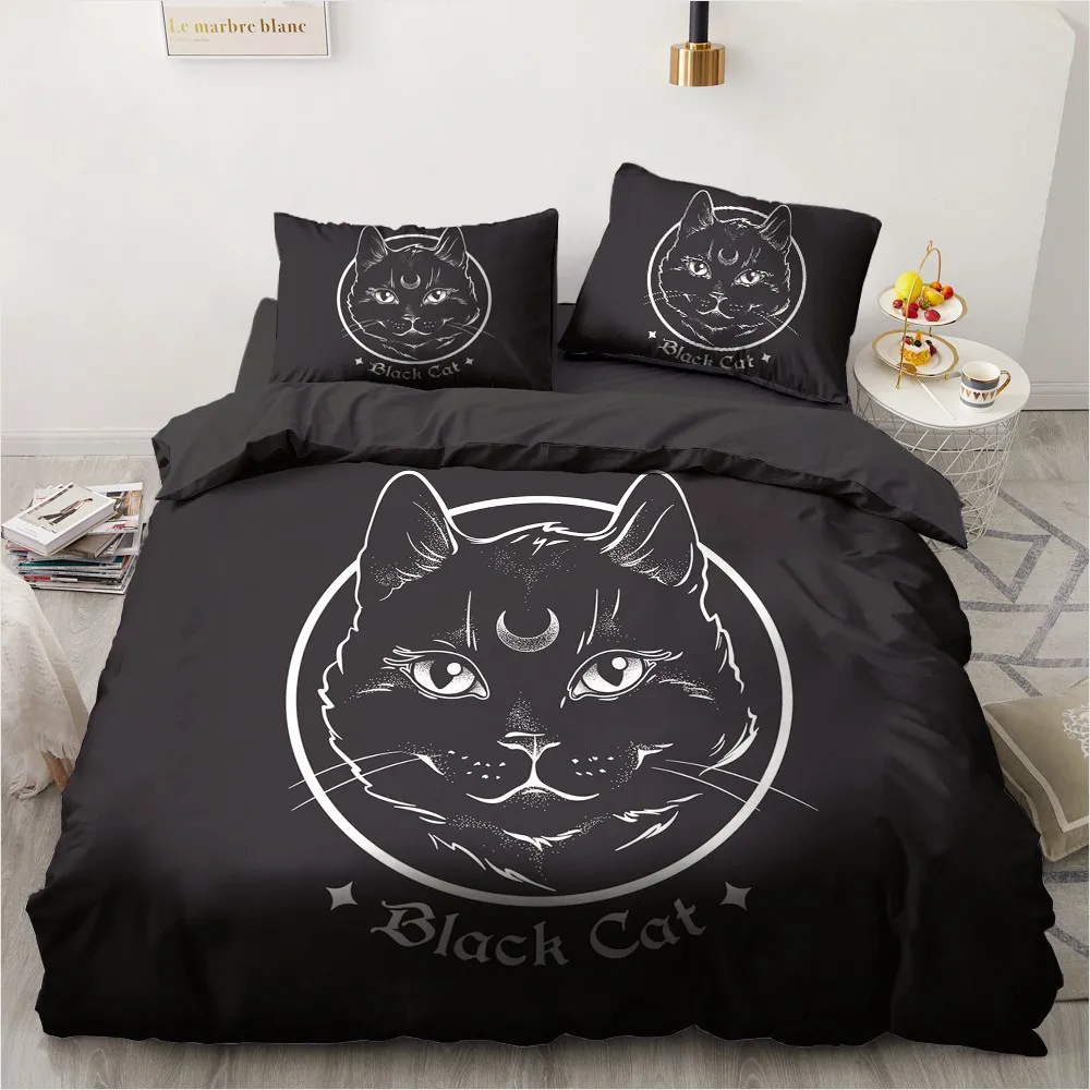 3D Printed Bedding Sets luxury Magic Black Cat Array Roclet Astronaut Single Queen Double King Twin Bed For Home Duvet Cover