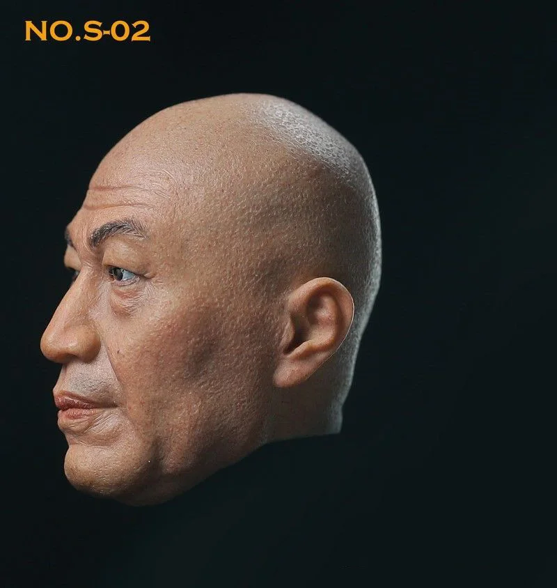 CYYTOYS S-02 1/6 S-02 Asian Actor Shi Zhaoqi Head Sculpt Bald Head Sculpture Model For 12'' Male Soldier Action Figure Body