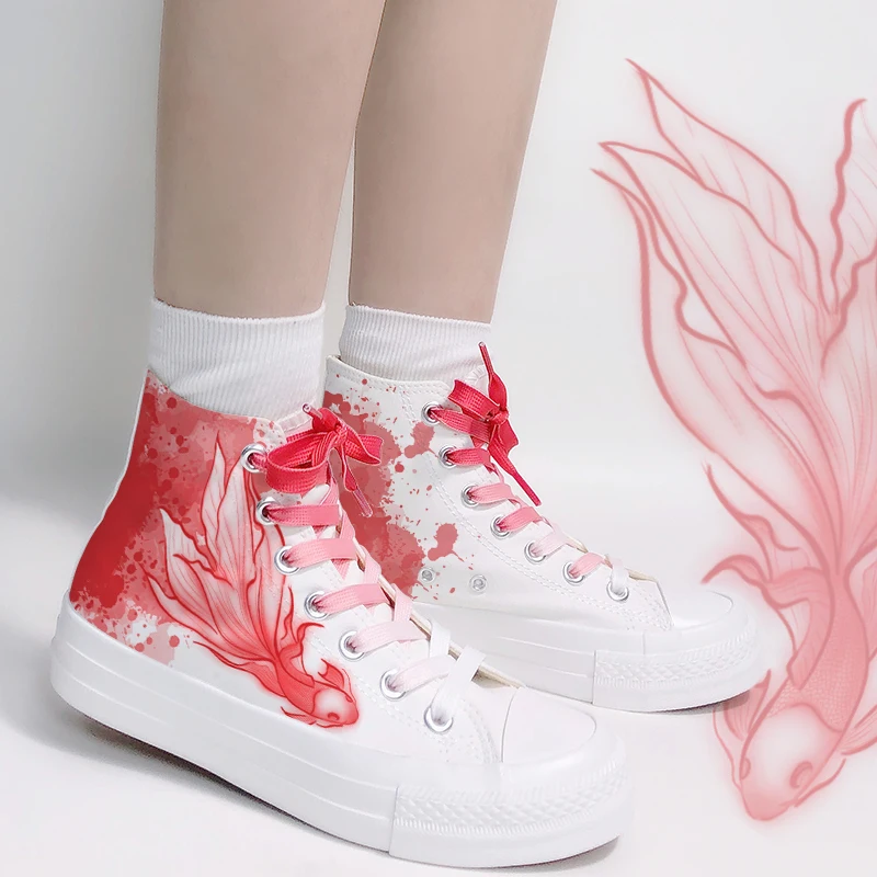 Amy and Michael Fashion Designers Sneakers Fantastic Unique Hand Painted Canvas Shoes High Tops Ladies Woman Vulcanize Shoes