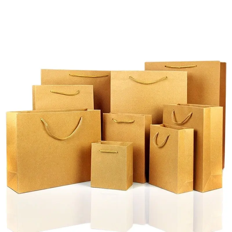 

30x Custom order brown color kraft paper bag for tea / gift / clothing retail packaging bags