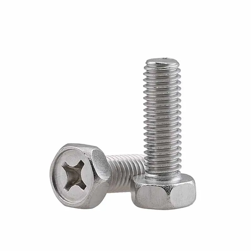 304 Stainless Steel Phillips Hex Head Screws Cross Head Hexagon Bolts M3 M4 M5 M6 M8