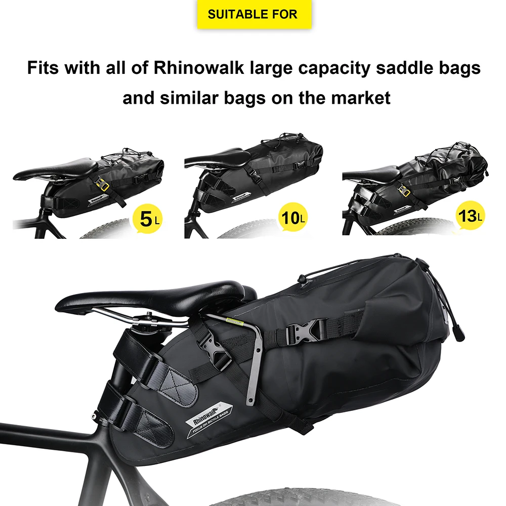 Rhinowalk Bike Bag 10L-13L Tail Seat Saddle Bag Portabel Bracket Rack Bike Tool  Bracket Luggage Rack Bike Accessories