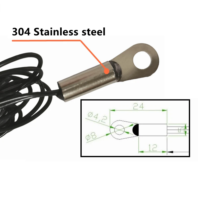 1 pces m4 superfície temperatura fixa sonda termistor ntc coeficiente de temperatura negativa 5/10/15/20/50/100k 50cm