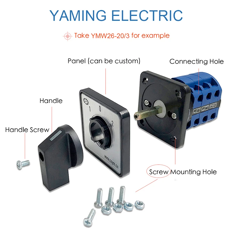 YMW26-20/5 Universal 20A 0-10 Positions 690V 5 Poles Control Power Selection Rotary Changeover LW26-20 LW28 LW39B Cam Switch