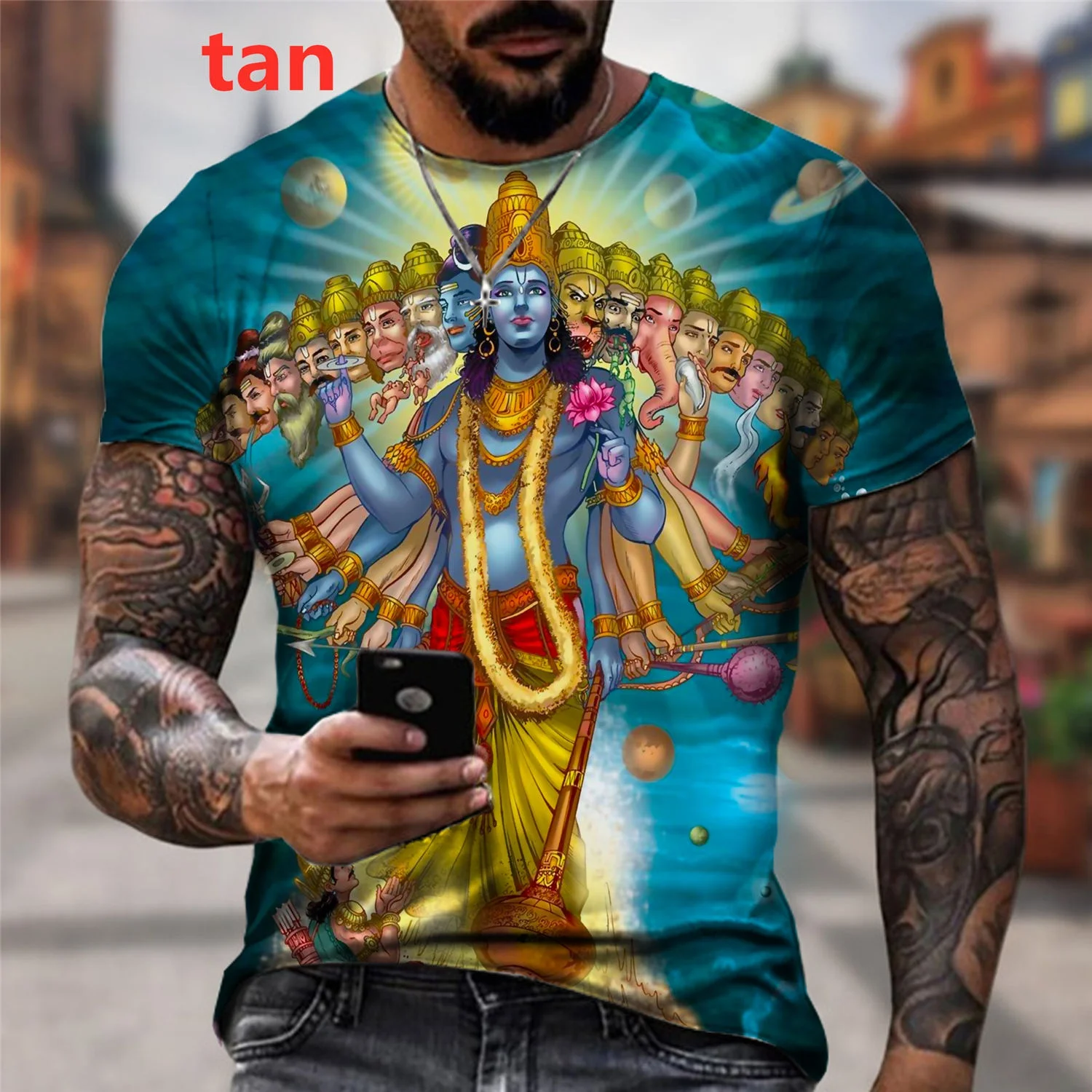 Short Sleeve Fashion India God Shiva Religious 3d Printed T Shirt Harajuku Casual Tops