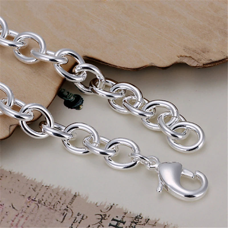 DOTEFFIL 925 Sterling Silver 8 Inch Basic Chain Bracelet For Woman Men Charm Wedding Engagement Party Fashion Jewelry
