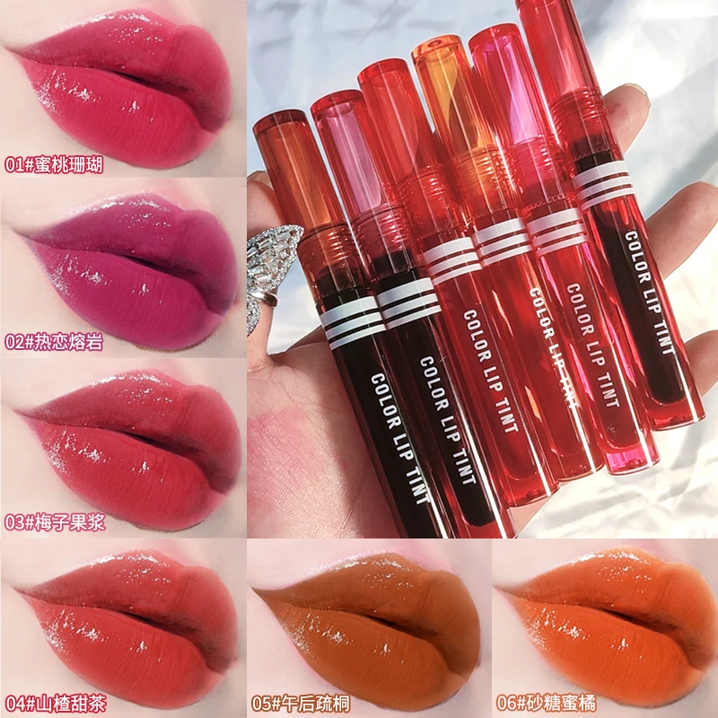 

Full Color Makeup Lip Tint Mirror Lipstick Lasting Waterproof Lip Gloss Blusher Korean Style Sexy Red Moisturizer Lip Cosmetics