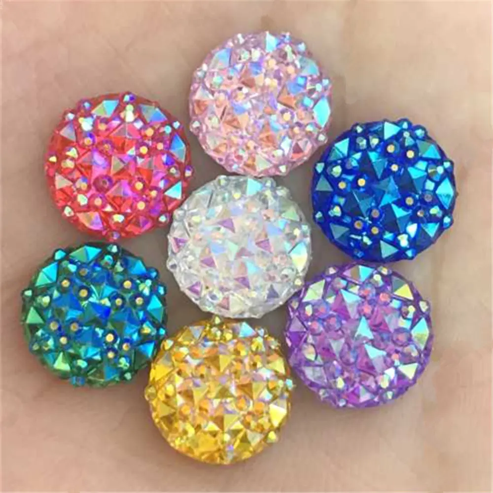 40PCS AB Resin 12mm Round Resin Flatback Rhinestone Scrapbook Crafts