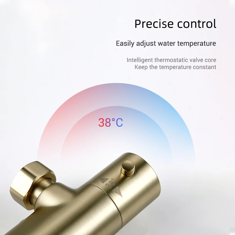 Imagem -02 - Sistema de Chuveiro com Torneira Termostática Termostato Misturador de Banheiro Cabeça de Chuva Montagem na Parede Pulverizador Portátil