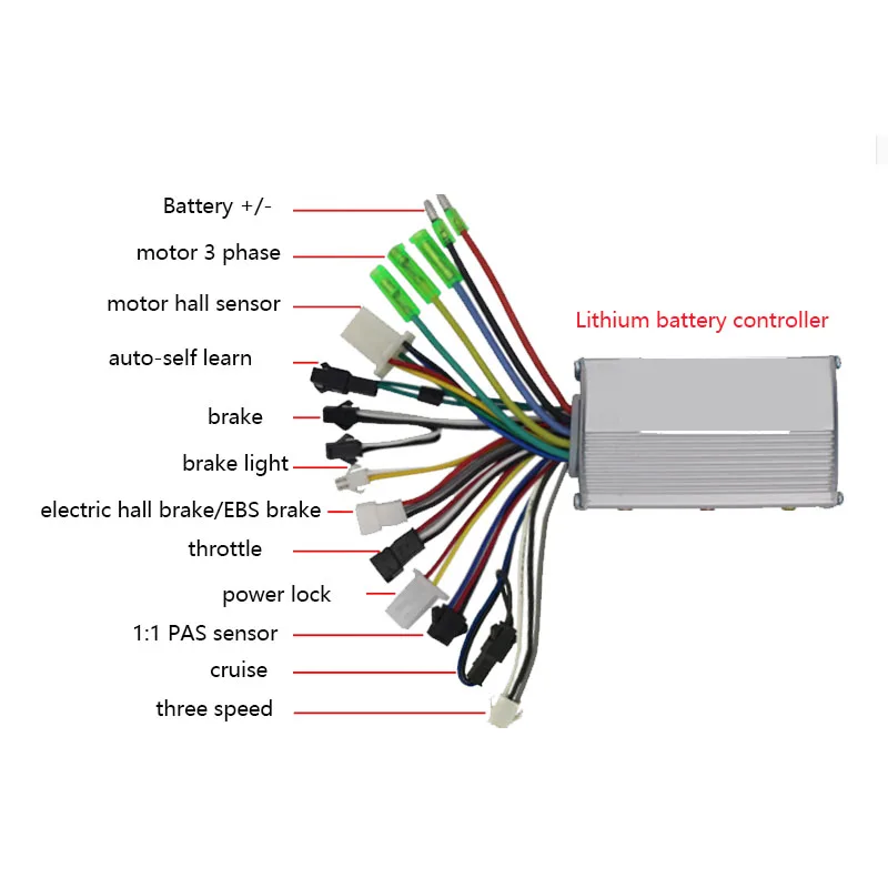 • 250w350w BLDC Motor Controller EBS freno/crociera/retromarcia/sensore PAS per bici elettrica Scooter MTB ATV triciclo