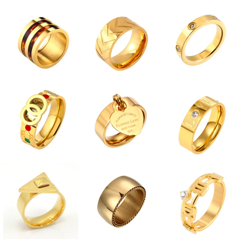 Trendy Stainless Steel Rings Gold/Rose/Silver Color Ring for Women Men Luxury  Jewelry Couple Anniversary Gift