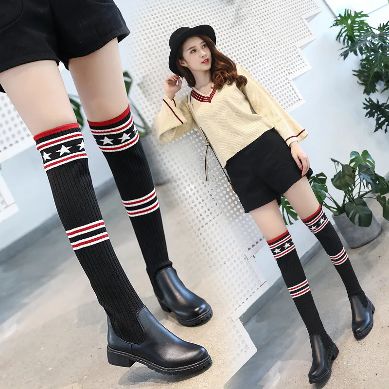 Autumn Women's Fashion Boots Knee High Slim Boots Solid Color Riding Boots Women Elegant Side Comfortable Boots Plus size Shoes