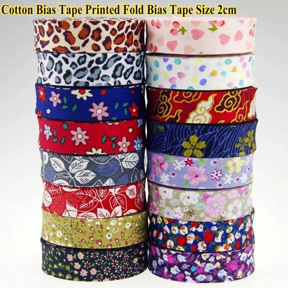 20mm Cotton Bias Tape Flower Printed Bias Binding Tape for Sewing DIY garment accessories cloth ribbon