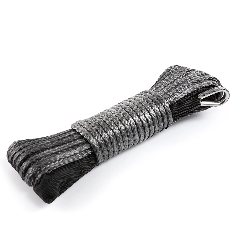 6mm x 15m 1/4’’ x 50ft 7700LBs Plasma Cable Synthetic Winch Line Uhmwpe Rope with Sheath Car Accessories for ATV UTV Off-Road