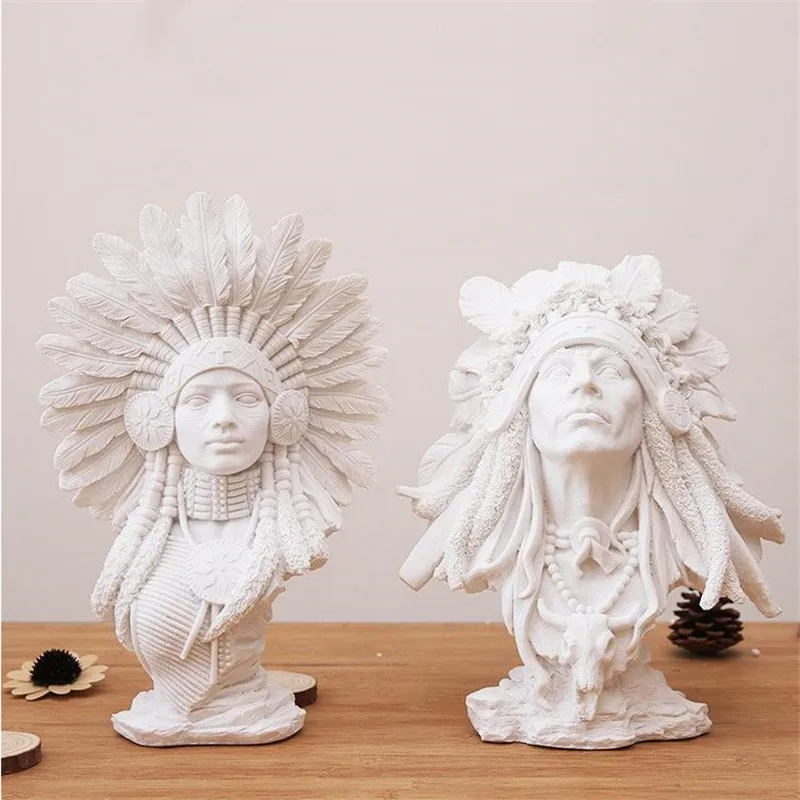 

[HHT] Modern Art Sandstone White Gypsum Character Portrait Sculpture Ornaments Decoration Crafts Indian Statue Furnishings