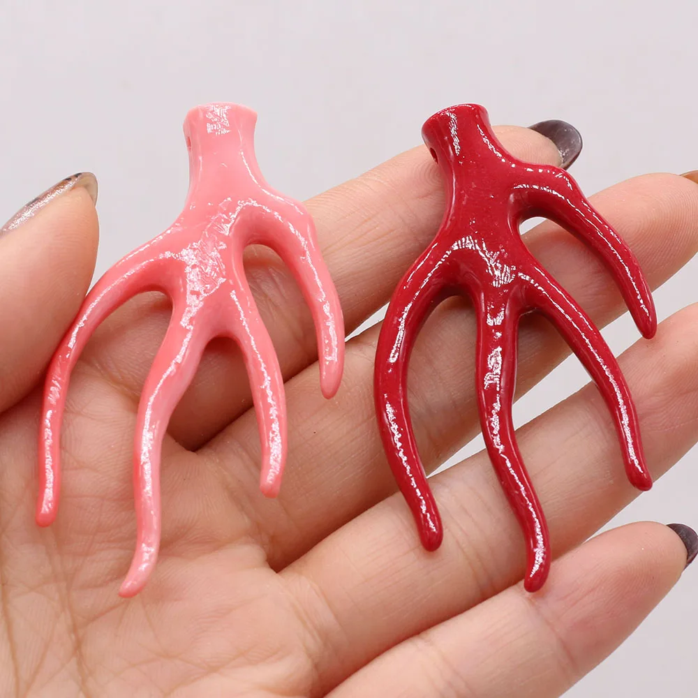 New 1PC Tree-shaped Natural Red Pink Coral Irregular Loose Beads for DIY African Wedding Necklace Charms Jewelry Making 33x60mm