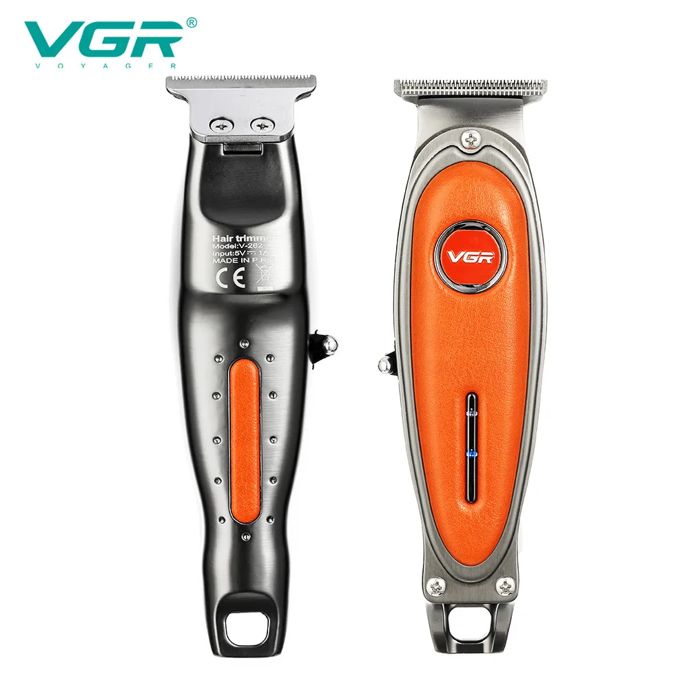 VGR 262 Hair Clipper Professional ใหม่ Retro ชาร์จ Personal Care Clippers หนังแบบพกพาตัดผม Trimmer สำหรับชาย VGR V262