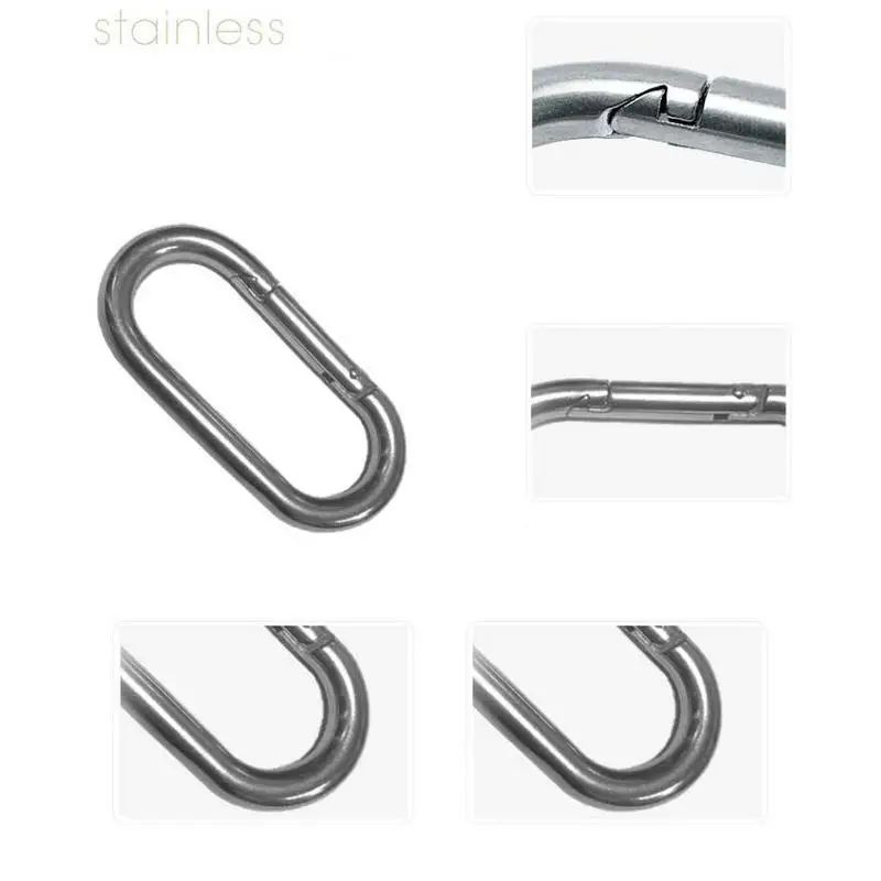 4PCS M5-M10 Marine Grade 316 Stainless Steel OVAL SHAPE Spring Snap Hook Carabiner Quick Link Lock Ring