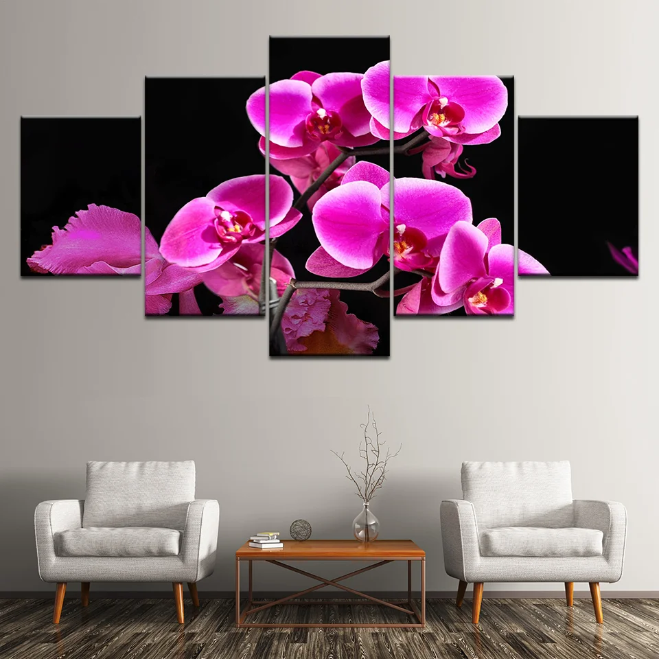 

Beautiful Purple Orchids Paintings, Modern Canvas Picture Modular Poster HD Prints, Home Decor, Living Room Decoration, 5 Pieces