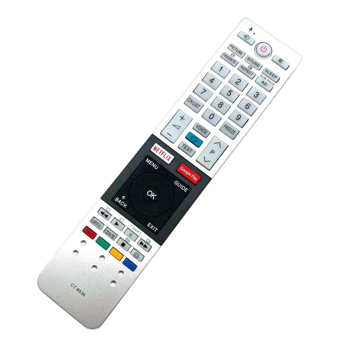 Pilot zastępczy CT-8536 do telewizora Toshiba z kluczem Netflix Google Play 32l4750a 43u7750 50U7880 58U7880 bez głosu