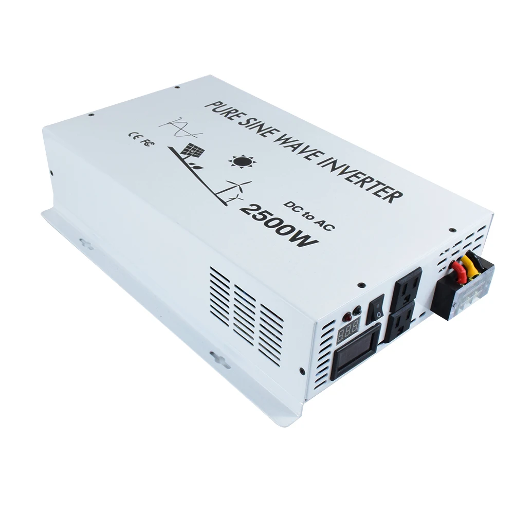 Off Grid Power Inverter 2500W 24V to 110V Pure Sine Wave Solar Inverter 12V/36V/48V/60V/72V/96V DC to 100V/120V/220V/240V AC