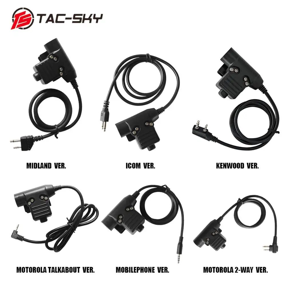 TAC -SKY Headset berburu taktis PTT U94 PTT cocok untuk pengurang kebisingan taktis Walkie Talkie menembak militer U94 Ptt