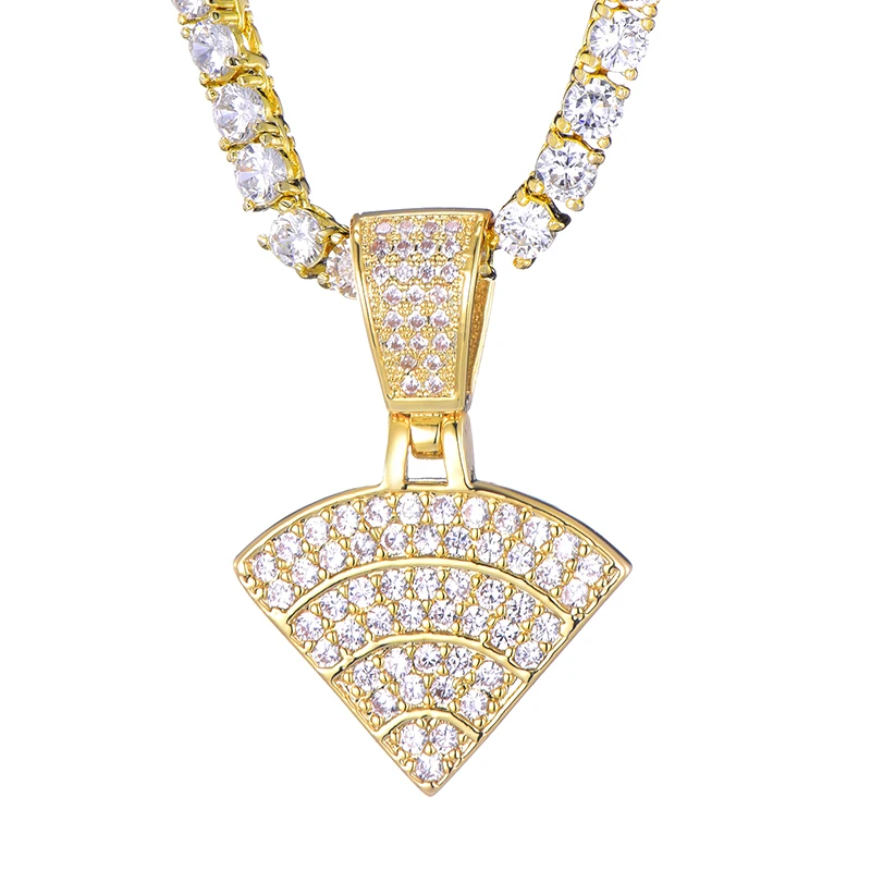 الهيب هوب مثلج خارج بلينغ واي فاي رمز زركون القلائد و المعلقات للرجال مجوهرات مع سلسلة تنس #4