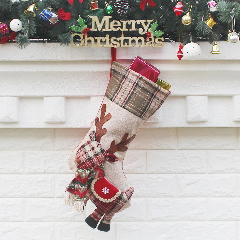 Hello Christmas Stockings Christmas Xmas Tree Hanging Party Deacor Santa Stocking sock gift Candy bags Navidad 2019