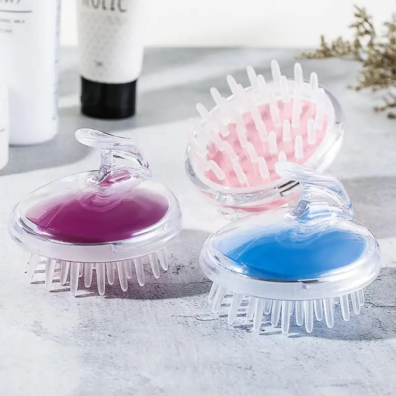 Round the silicone head massager to wash brush massage scalp itching bath germinal plastic head meridian comb LX8436