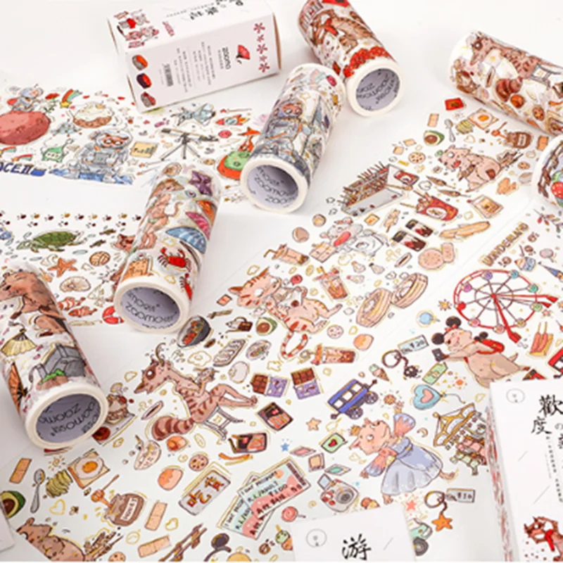 3M Washi Tape Cartoon Animal Kawaii Hot Stamping Masking Tape Scrapbook Decoration Diy Stickers Diary Album Taps Stationery