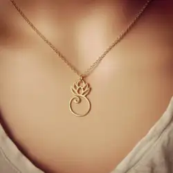CHENGXUN Stainless Steel Gold Plated Lotus Pendant Necklace Meditation Jewelry Yoga Spiritual Necklace for Women Girls