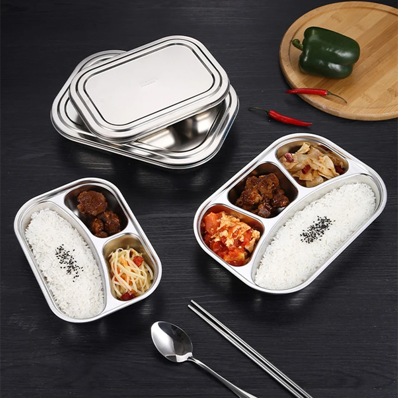 304 Stainless Steel Bento Meal Lunch Box for Kids 2/3/4 Compartment Children Healthy Food Container School Canteen Tableware