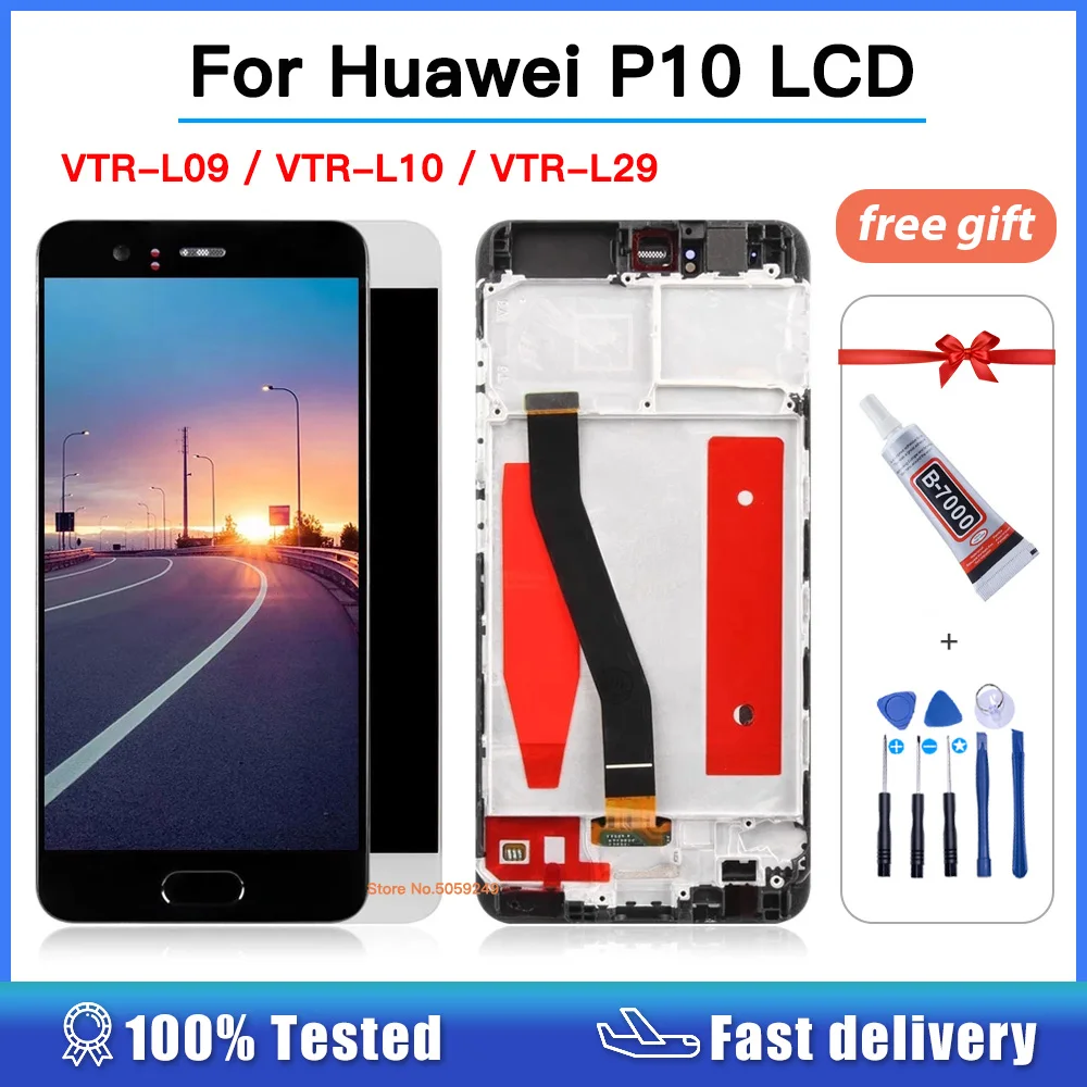 For Huawei P10 LCD Display Touch Screen Digitizer Assembly For Huawei P 10 VTR-L09 VTR-L10 VTR-L29 Display LCD With Frame Screen